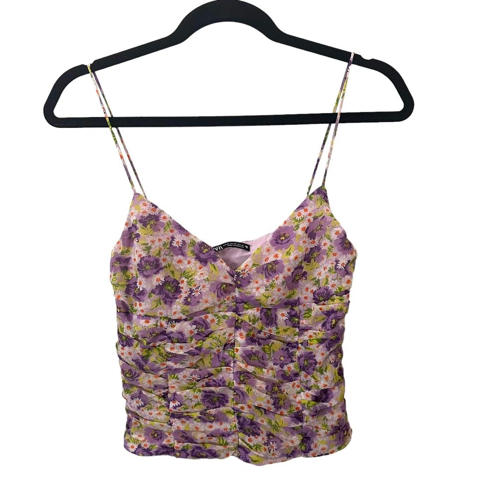 ZARA Tulle Floral‎ Crop Top Sz XS